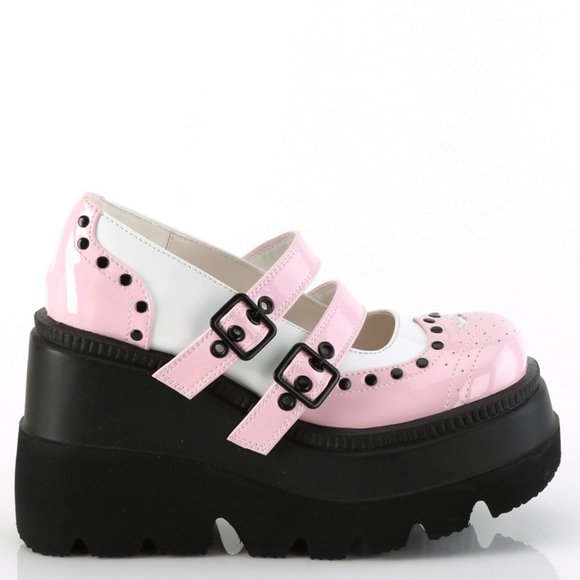 Goth Wedge Platform Wingtip Maryjane Shoes - Picture 1 of 5